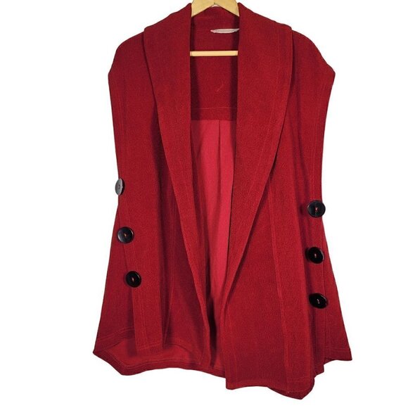 Soft Surroundings Women's Red Mesa Button Long Open Vest Size S - Picture 2 of 14